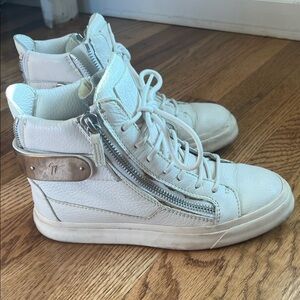 Giuseppe Zanotti White High-Top Leather Sneakers EU 37/US 7